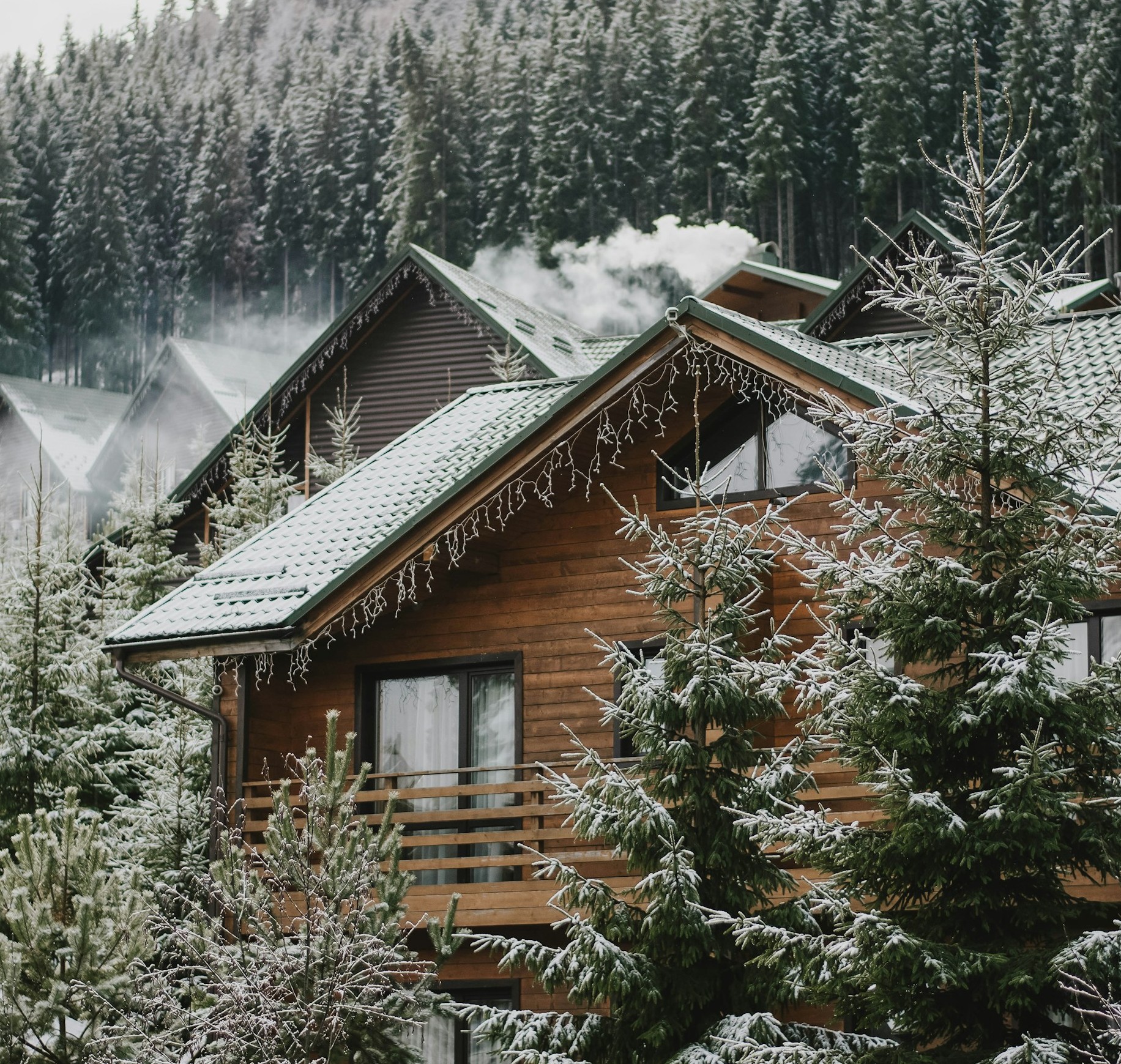 A cabin in snow