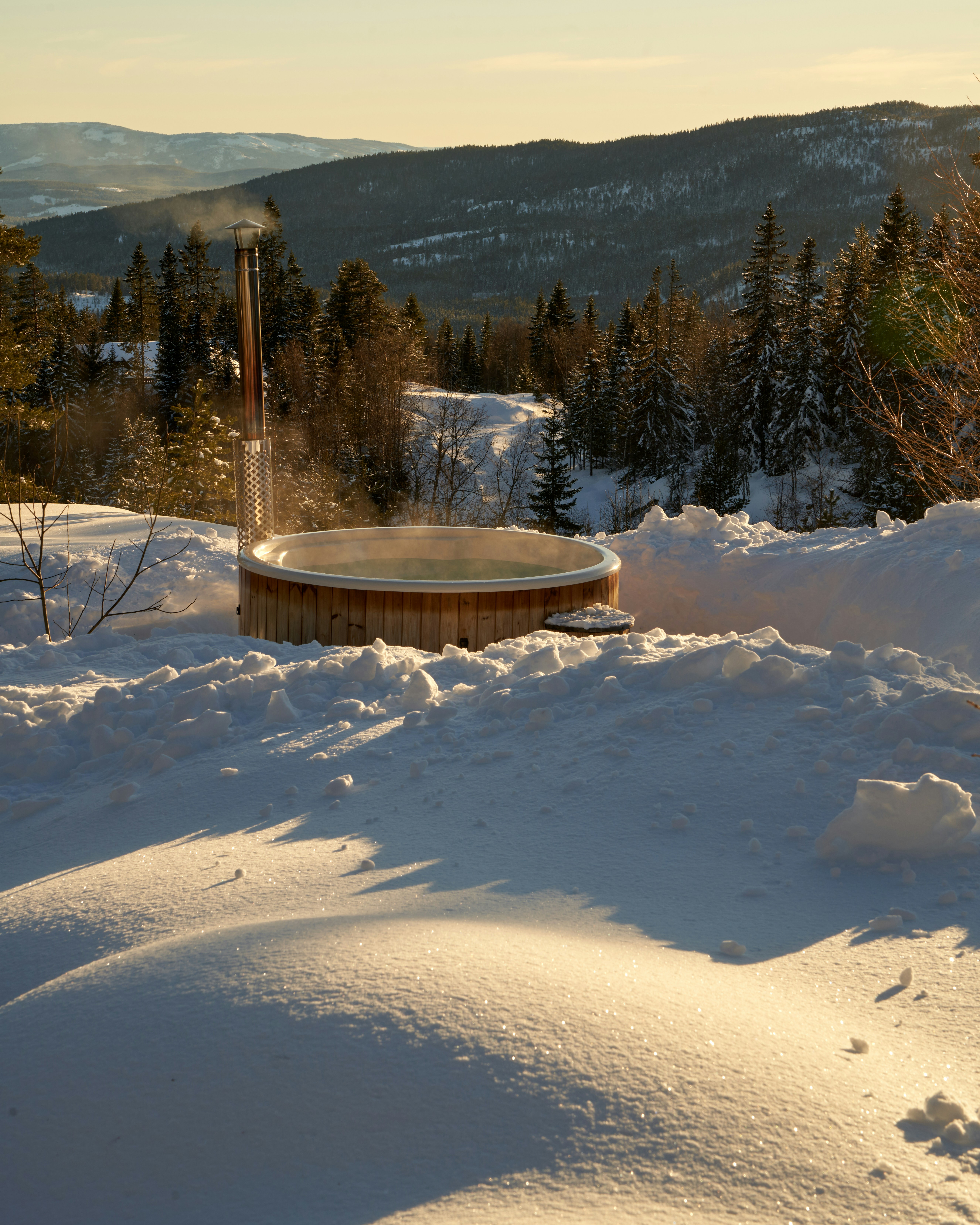 spa pool in snow